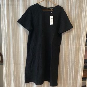 Eileen Fisher short sleeve textured black a-line dress xl NWT